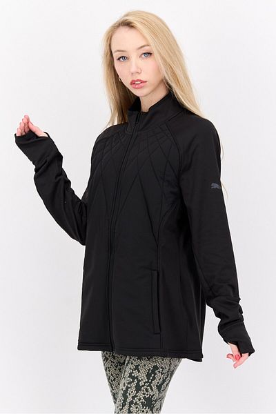 Puma Run Cloudspun Wrmlb Padded Jacket Black Women's Zippered Running and Hiking Jacket