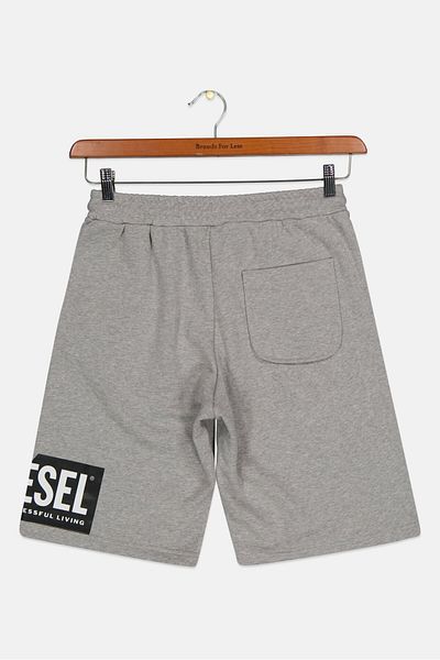 Diesel Kids Boy Regular Fit Brand Logo Shorts, Heather Grey