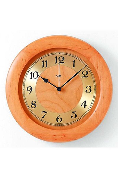 AMS Wall Clock 5809/16, Quartz, Gold, Analogue, Rustic