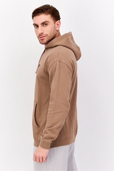 Hurley Men Brand Logo Long Sleeves Hooded Sweatshirt, Tan