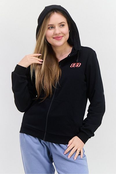 SKECHERS Women Sportswear Fit Long Sleeve Outdoor Hooded Sweatshirt, Black