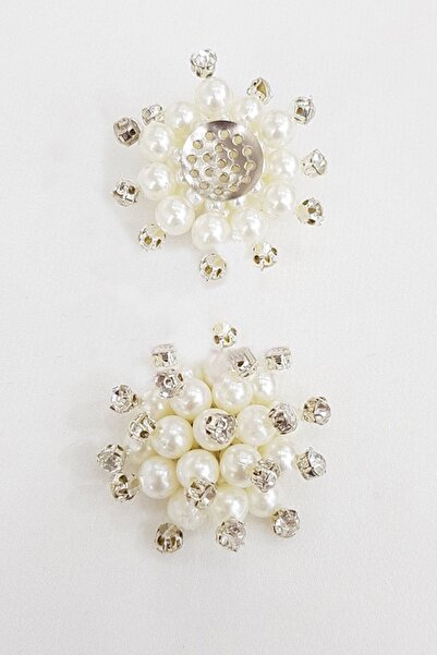Hayalperest boncuk Krem Boncuklu Taşlı Broş