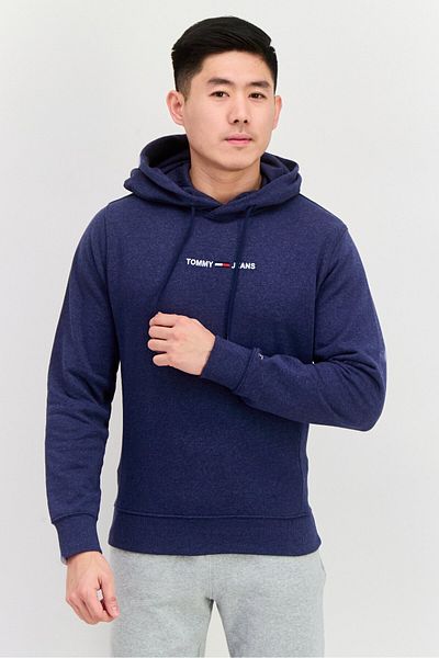 Tommy Jeans Men Hooded Long Sleeves Heather Sweatshirt, Navy