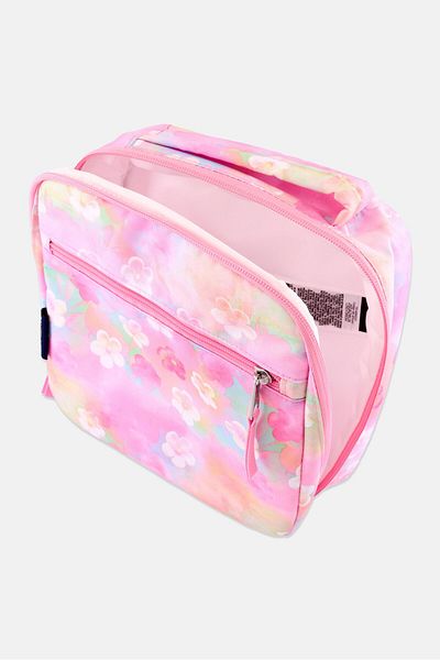 Jansport حقيبة غداء مزينة بالزهور، ارتفاع 23 سم × طول 24 سم × عرض 7 سم، وردية اللون