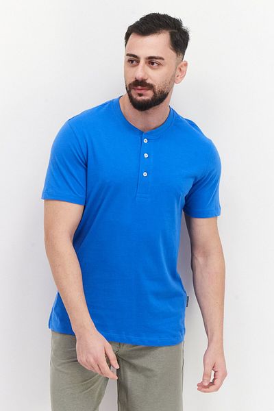 Vince Camuto Men Round Neck Short Sleeves Plain T-shirt, Blue