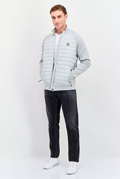 Lyle & Scott Men Mock Neck Quilted Jacket, Light Grey