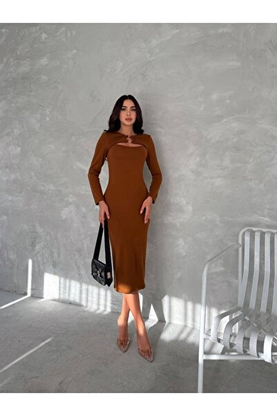 JANES Жіноча сукня з довгими рукавами, кільцями та вирізом на декольте, спеці...