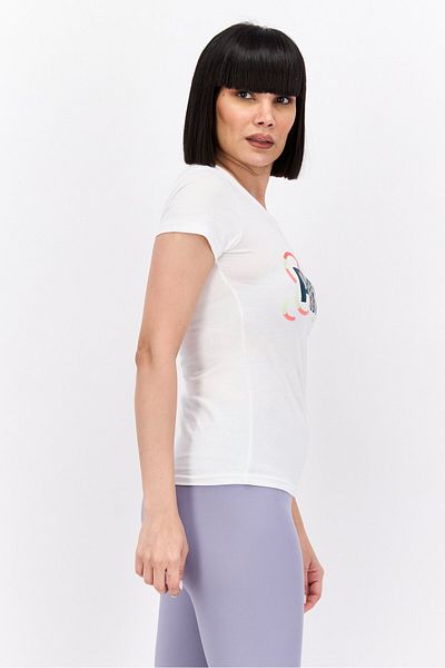 Puma Women Sportswear Fit Short Sleeve Outdoor Top, White Combo