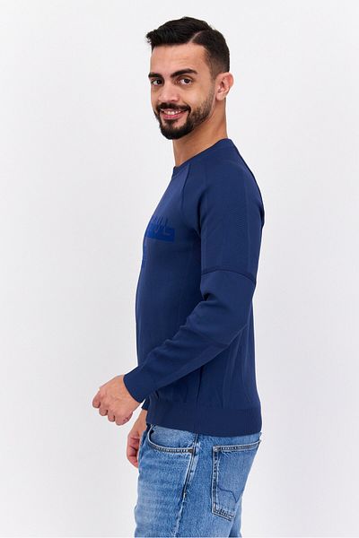 freesoul Men Crew Neck Long Sleeve Brand Logo Sweatshirt, Navy
