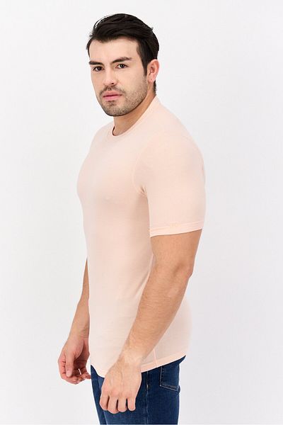 Legend Men Crew Neck Short Sleeve Plain T-shirt, Petal Pink