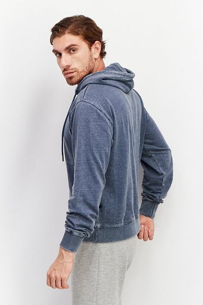 Sovereign Code Men Hooded Neck Heather Washed Long Sleeves Sweatshirt, Navy