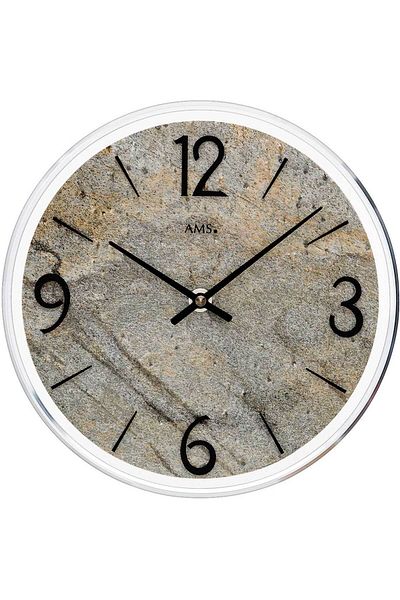 AMS Wall Clock 9633, Quartz, Grey, Analogue, Modern