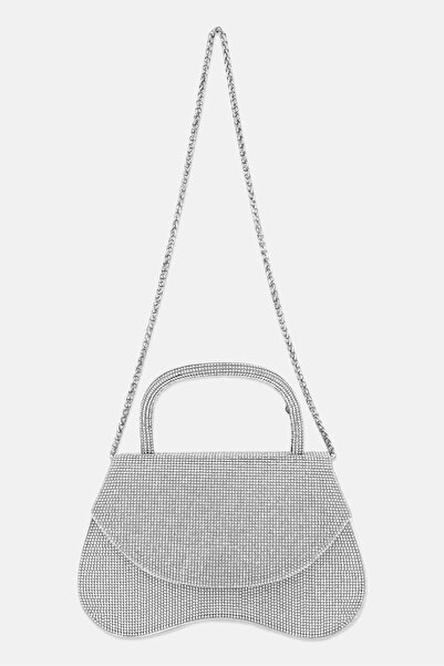 Urban Expressions Women Embellished Cross Body Bag 13 H x 22 L x 7 W cm, Silver