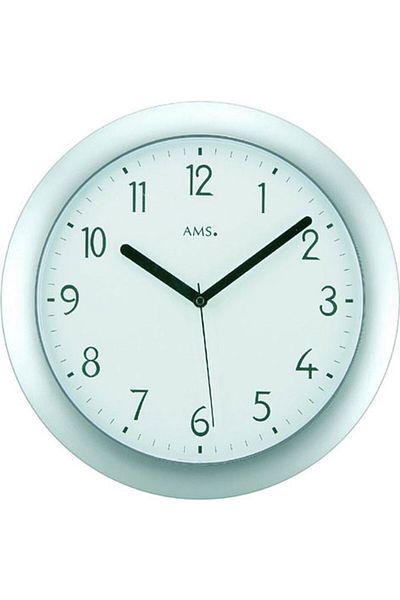 AMS Wall Clock 5843, Quartz, Silver, Analogue, Modern