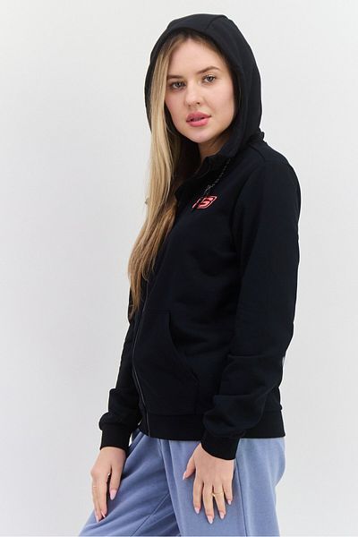 SKECHERS Women Sportswear Fit Long Sleeve Outdoor Hooded Sweatshirt, Black