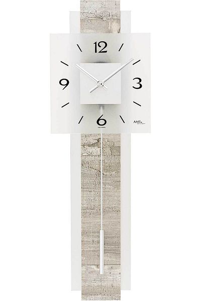 AMS Wall Clock 7471, Quartz, Silver, Analogue, Modern