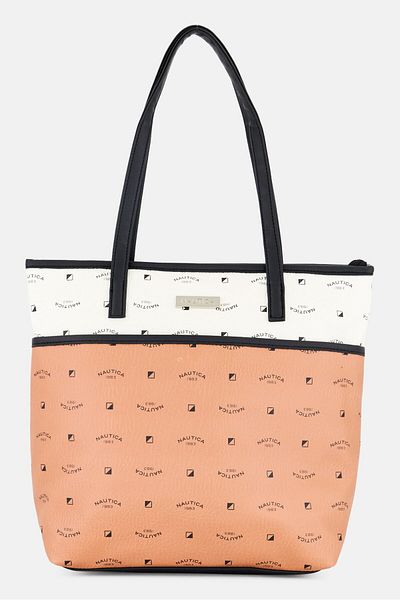 Nautica Women Brand Logo Shoulder Bag 31 H x 36 L x 12 W cm, Brown