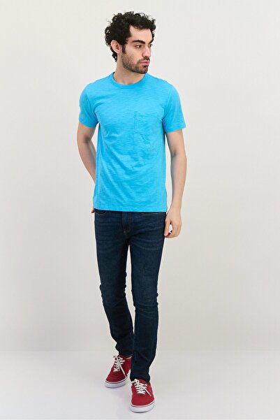 GAP Men Crew Neck Short Sleeves Plain T-Shirt, Blue