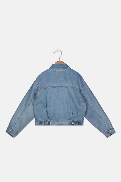 Levi's Kids Boy Pointed Collar Long Sleeves Washed Jacket Shirt, Blue