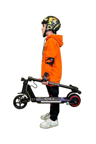 Electron Electric Children's Scooter - 130W, Led Light, Shock Absorber (with Gear and Elbow Brace as a Gift)