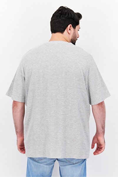 Esprit Men Crew Neck Short Sleeve Textured T Shirt, Heather Grey