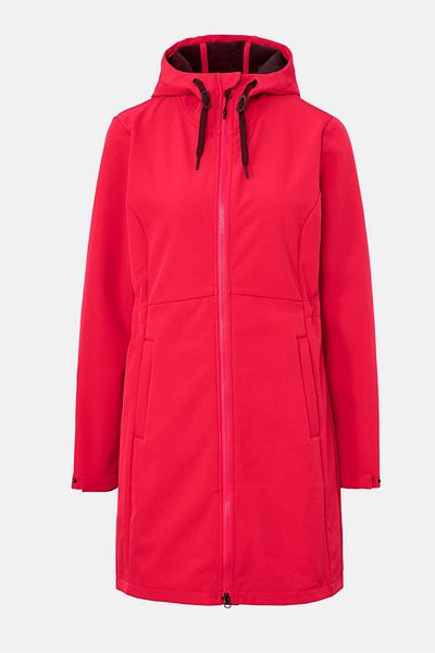 Tchibo Women Hooded Long Sleeve Plain Softshell Coat, Red