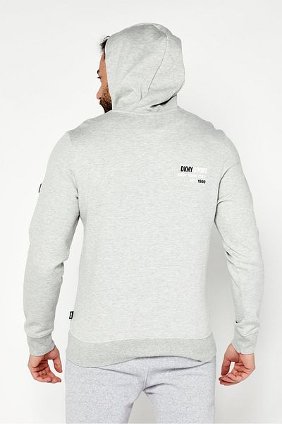 DKNY Sport Men Sportswear Fit Hyper Asymmetrical Long Sleeve Hoodie, Grey