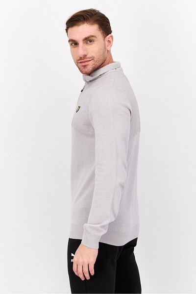 Lyle & Scott Men Mock Neck Embroidered Long Sleeve Sweatshirt, Light Grey
