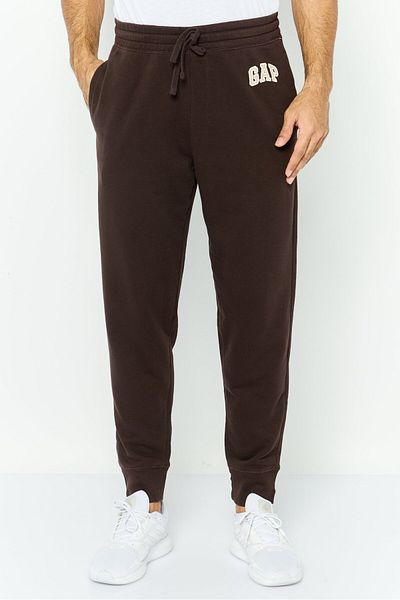 GAP Men Regular Fit Embroidered Logo Jogger Pants, Dark Brown