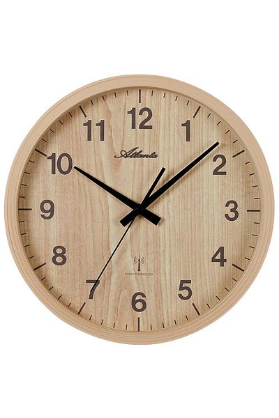 Atlanta Wall Clock 4438/30, Quartz, Brown, Analogue, Modern