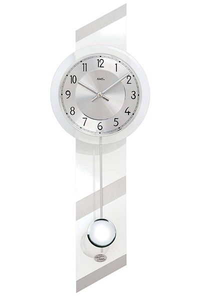 AMS Wall Clock 7414, Quartz, Silver, Analogue, Modern
