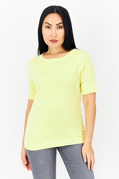 Brave Soul تي شيرت نسائي سادة بأكمام قصيرة ورقبة دائرية، أصفر