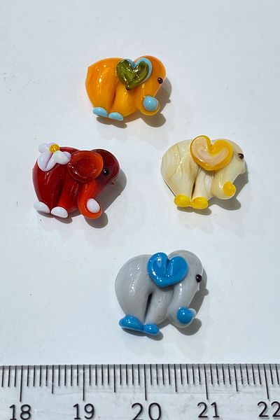 Hayalperest boncuk Colorful Murano Handmade Glass Bead Elephant 1 Piece