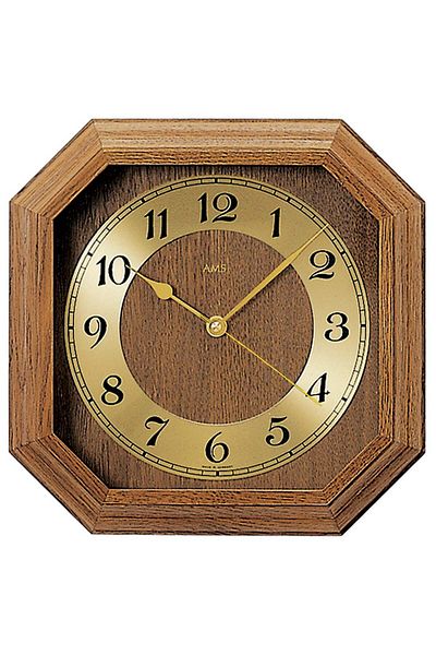 AMS Wall Clock 5864/4, Quartz, Gold, Analogue, Classic