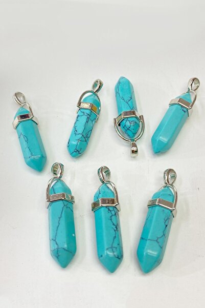 Hayalperest boncuk Turkuaz Çivi Doğal Taş Kolye Ucu 1 Adet