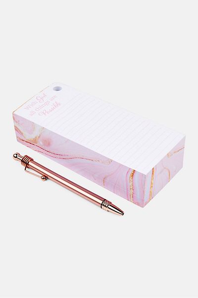 Votum Graphic Print Sticky Notes With Pen, White