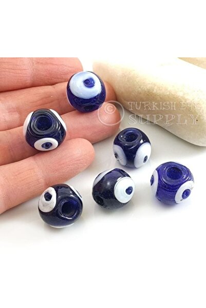 ella'nın çarşısı 10 bucăți de mărgele de sticlă albastre, lucrate manual, cu ...