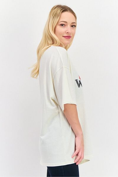 WRANGLER Women Round Neck Short Sleeves Graphic Print T-shirt, White