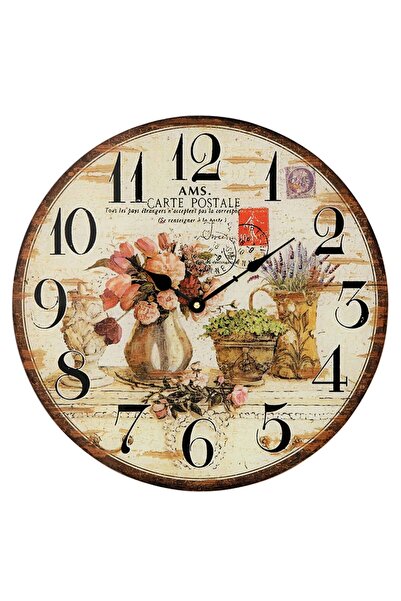 AMS Wall Clock 9466, Quartz, Beige, Analogue, Classic