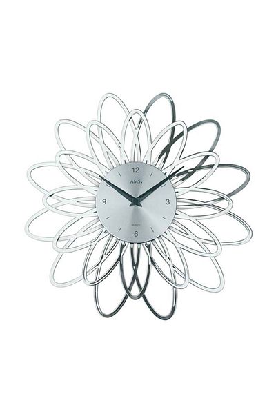 AMS Wall Clock 9362, Quartz, Silver, Analogue, Modern