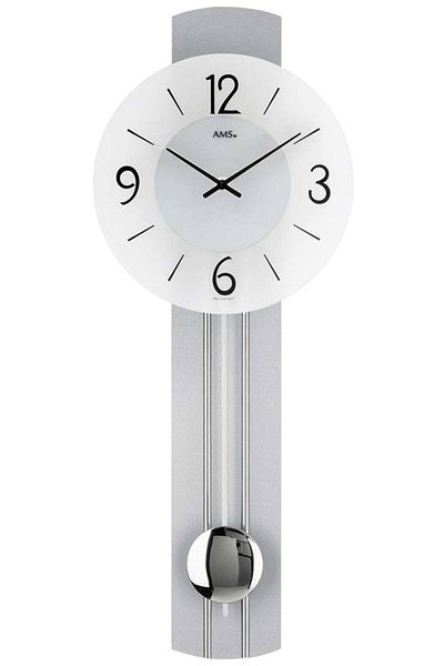 AMS Wall Clock 7275, Quartz, Silver, Analogue, Modern
