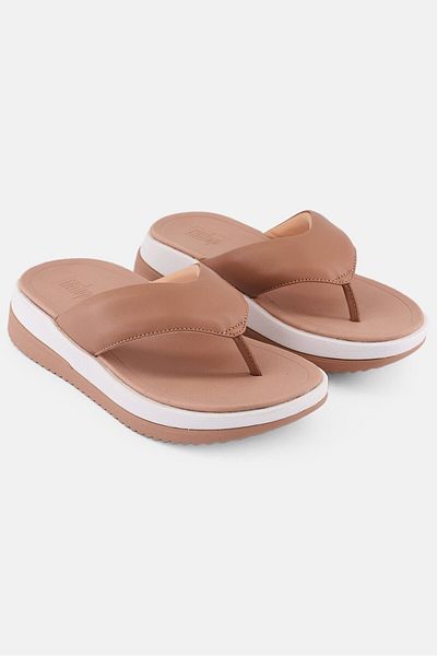 Fitflop Women Surff Leather Slip On Sandals, Beige
