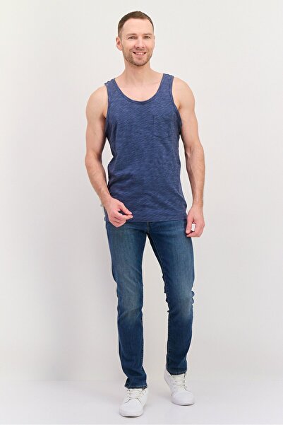 GAP Men Scoop Neck Sleeveless Stripe Vest, Sage Blue
