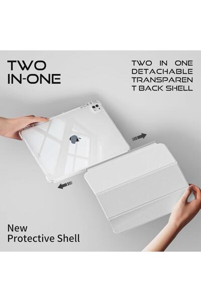 UnDePlus Apple iPad Pro 12.9 3Rd/4Th/5Th/6Th Generation Case Acrylic Transparent Detachable Case with Pen Compartment 2018-2022