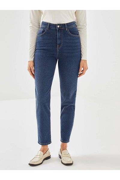 LC Waikiki Blugi LCW Pantaloni de jeans pentru femei Indigo Mom Fit