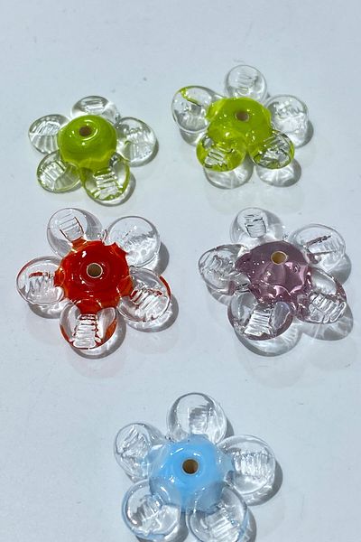 Hayalperest boncuk Colorful Murano Glass Bead Flower 1 Piece