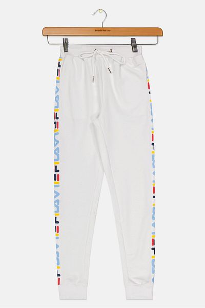 Fila Kids Girl Sportswear Fit Brand Logo Training Sweatpants, White Combo