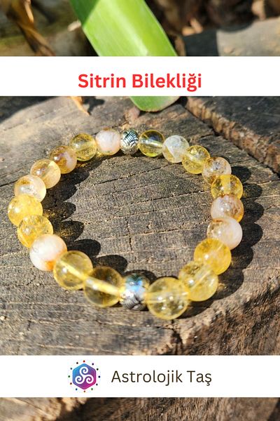 Astrolojik Doğal Taş Citrine Natural Stone Bracelet, Money, Success, Positive Energy, Purification Stone