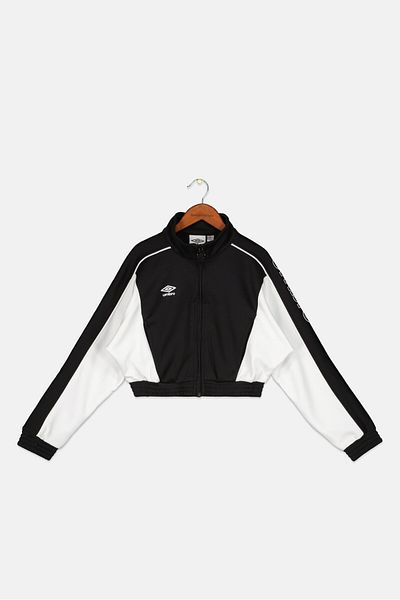 UMBRO Kids Girls Sportswear Fit Brand Logo Track Jacket, Black/White