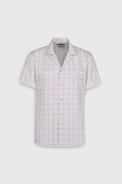 ALTINYILDIZ CLASSICS Ανδρικό πουκάμισο Ecru-Blue Slim Fit Slim Fit 100% βαμβακερό Kuba γιακά ριγέ